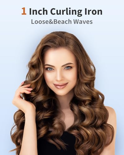 1 Inch Ceramic Curling Wand for Short & Long Hair, Dual Voltage, 10 Adjustable Temperature