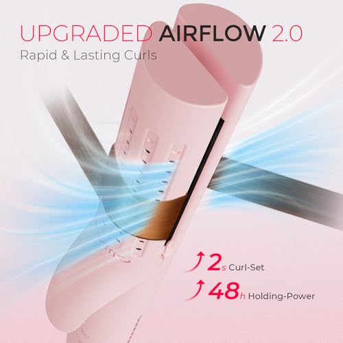 TYMO Airflow |0 Curling Iron Flat Iron - 1.25 Inch Curling Wand for All Hair Types, Dual Voltage Travel Straightener, 54